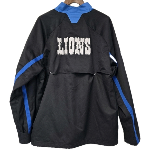 Vintage NFL Team Apparel Mens Size Large Black Blue Detroit Lions Jacket Coat - Picture 2 of 11